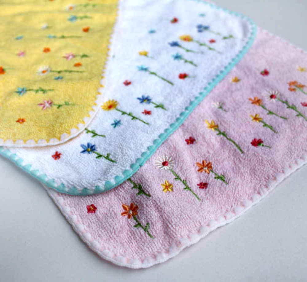 Embroidered square towels