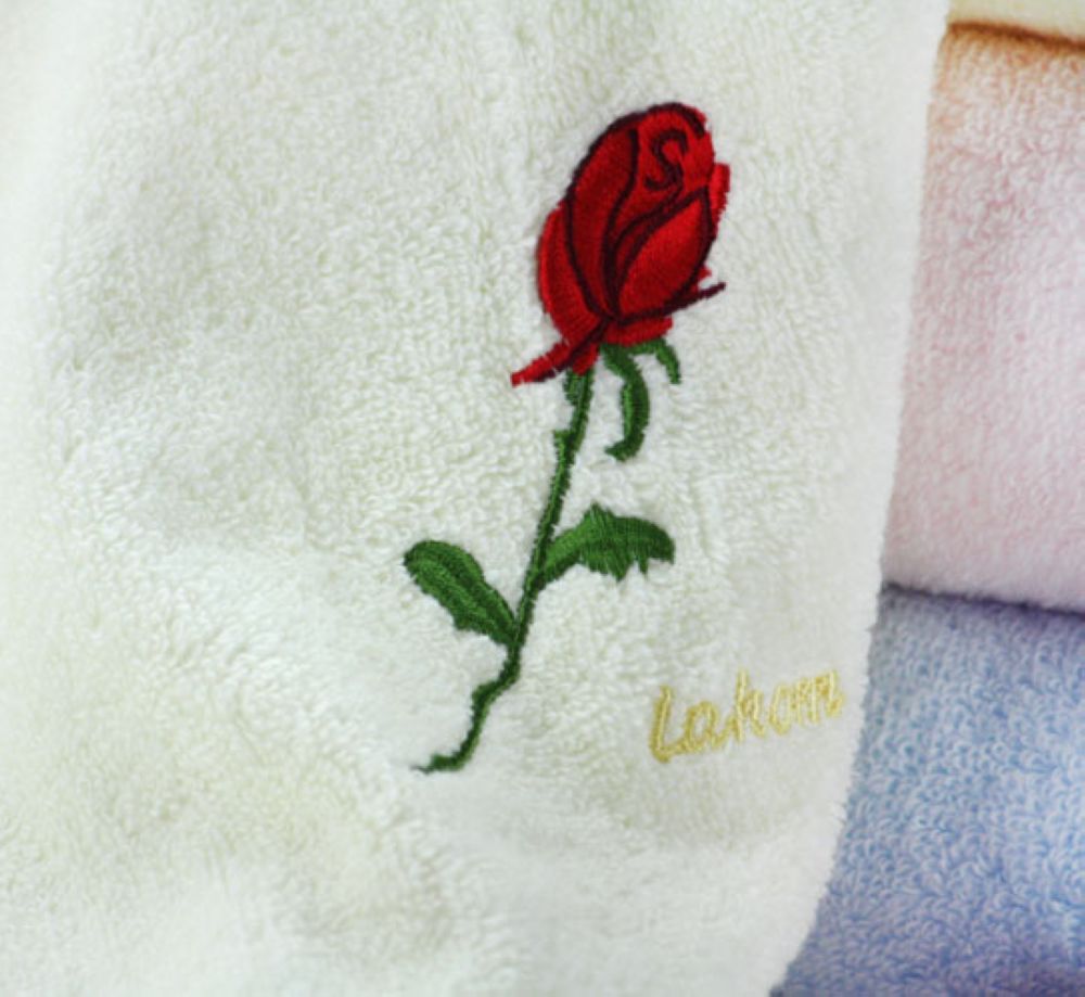 Embroidered bath towels