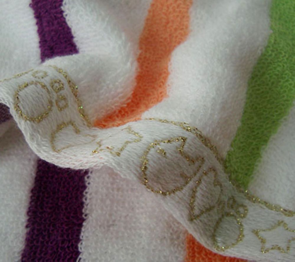 Embroidered stripe face towels