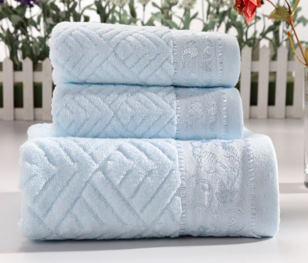 Plain colored jacquard towel set